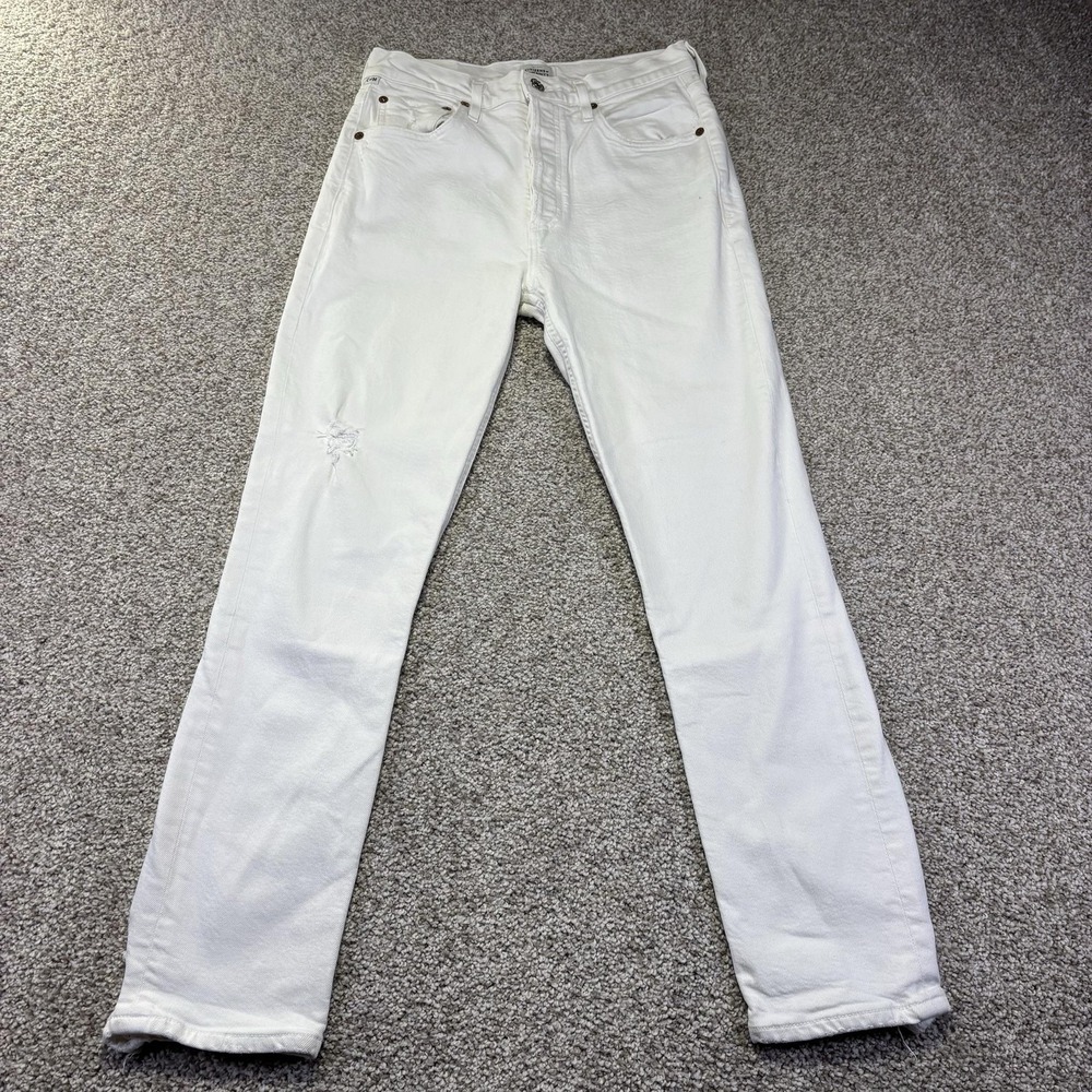 Citizens Of Humanity Jolene Jeans Womens 27 High Rise Straight Distressed White